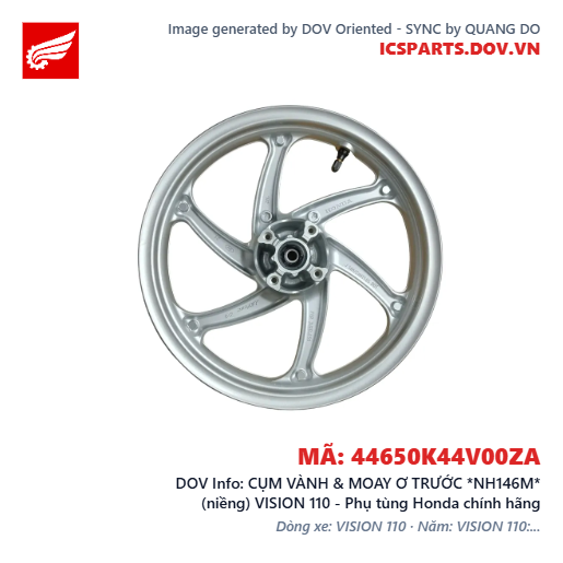 CỤM VÀNH & MOAY Ơ TRƯỚC *NH146M* (niềng) VISION 110 - Phụ tùng Honda chính hãng