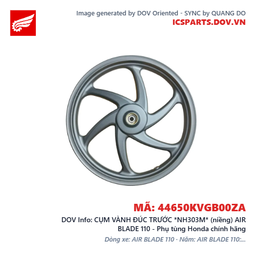 CỤM VÀNH ĐÚC TRƯỚC *NH303M* (niềng) AIR BLADE 110 - Phụ tùng Honda chính hãng