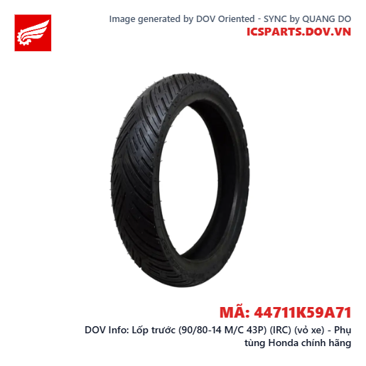 Lốp trước (90/80-14 M/C 43P) (IRC) (vỏ xe) - Phụ tùng Honda chính hãng