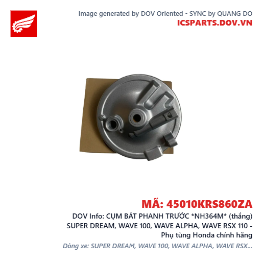 CỤM BÁT PHANH TRƯỚC *NH364M* (thắng) SUPER DREAM, WAVE 100, WAVE ALPHA, WAVE RSX 110 - Phụ tùng Honda chính hãng