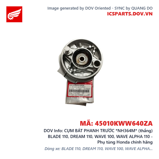 CỤM BÁT PHANH TRƯỚC *NH364M* (thắng) BLADE 110, DREAM 110, WAVE 100, WAVE ALPHA 110 - Phụ tùng Honda chính hãng