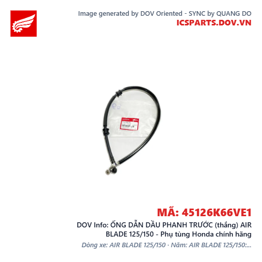 ỐNG DẪN DẦU PHANH TRƯỚC (thắng) AIR BLADE 125/150 - Phụ tùng Honda chính hãng