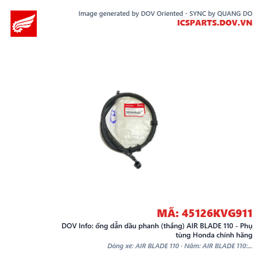 ống dẫn dầu phanh (thắng) AIR BLADE 110 - Phụ tùng Honda chính hãng