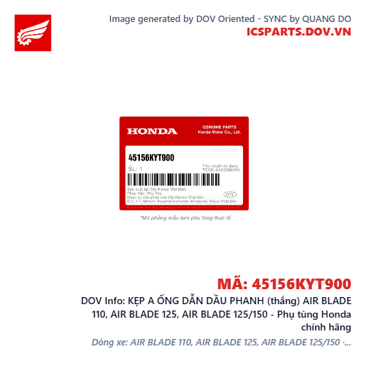 KẸP A ỐNG DẪN DẦU PHANH (thắng) AIR BLADE 110, AIR BLADE 125, AIR BLADE 125/150 - Phụ tùng Honda chính hãng