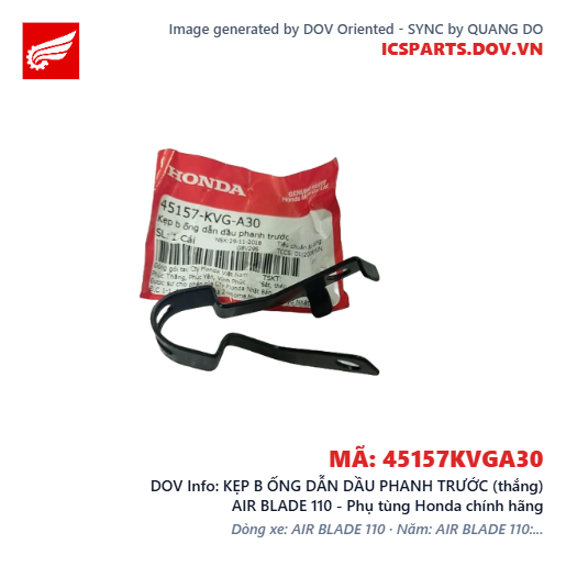 KẸP B ỐNG DẪN DẦU PHANH TRƯỚC (thắng) AIR BLADE 110 - Phụ tùng Honda chính hãng