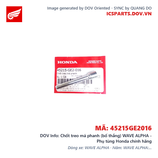 Chốt treo má phanh (bố thắng) WAVE ALPHA - Phụ tùng Honda chính hãng