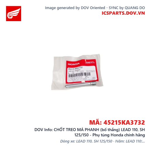 CHỐT TREO MÁ PHANH (bố thắng) LEAD 110, SH 125/150 - Phụ tùng Honda chính hãng