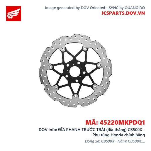 ĐĨA PHANH TRƯỚC TRÁI (đĩa thắng) CB500X - Phụ tùng Honda chính hãng