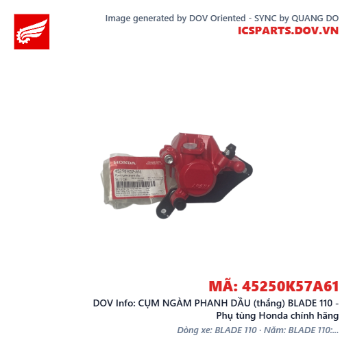 CỤM NGÀM PHANH DẦU (thắng) BLADE 110 - Phụ tùng Honda chính hãng