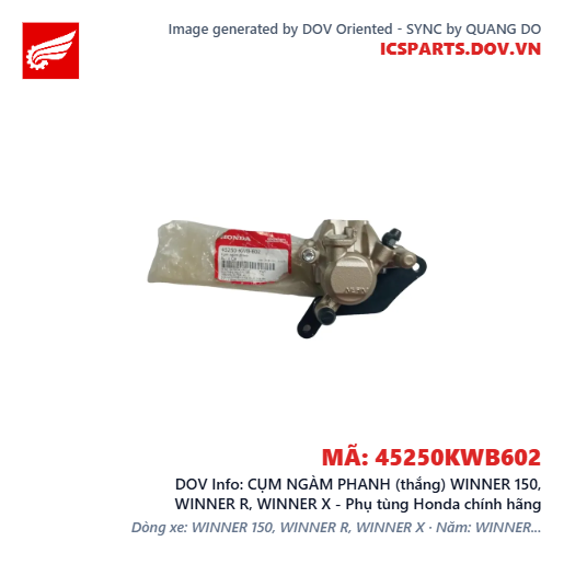 CỤM NGÀM PHANH (thắng) WINNER 150, WINNER R, WINNER X - Phụ tùng Honda chính hãng