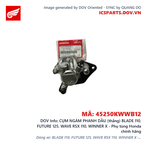 CỤM NGÀM PHANH DẦU (thắng) BLADE 110, FUTURE 125, WAVE RSX 110, WINNER X - Phụ tùng Honda chính hãng