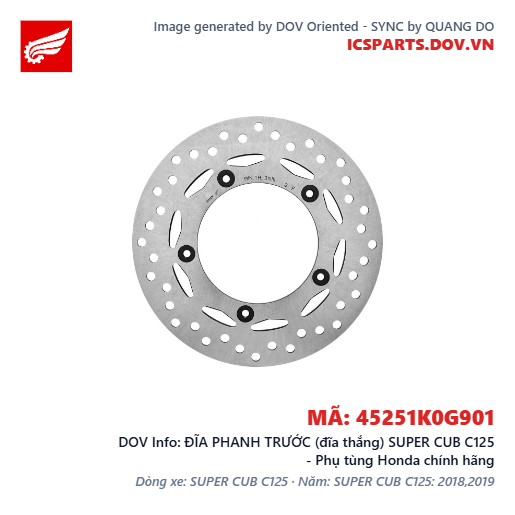 ĐĨA PHANH TRƯỚC (đĩa thắng) SUPER CUB C125 - Phụ tùng Honda chính hãng
