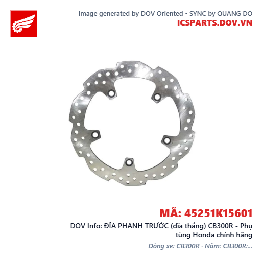 ĐĨA PHANH TRƯỚC (đĩa thắng) CB300R - Phụ tùng Honda chính hãng