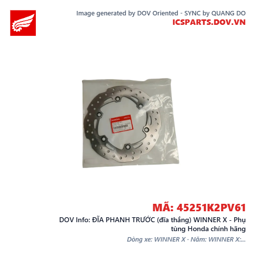 ĐĨA PHANH TRƯỚC (đĩa thắng) WINNER X - Phụ tùng Honda chính hãng