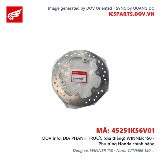 ĐĨA PHANH TRƯỚC (đĩa thắng) WINNER 150 - Phụ tùng Honda chính hãng