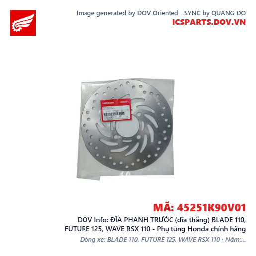 ĐĨA PHANH TRƯỚC (đĩa thắng) BLADE 110, FUTURE 125, WAVE RSX 110 - Phụ tùng Honda chính hãng