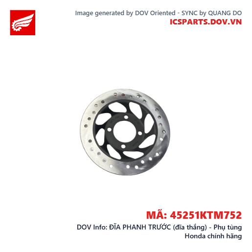 ĐĨA PHANH TRƯỚC (đĩa thắng) - Phụ tùng Honda chính hãng