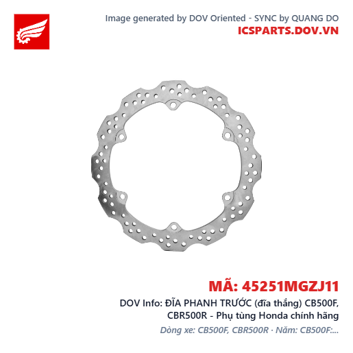 ĐĨA PHANH TRƯỚC (đĩa thắng) CB500F, CBR500R - Phụ tùng Honda chính hãng