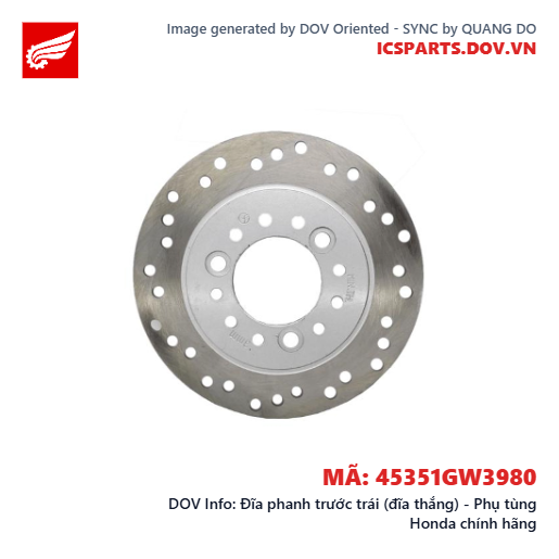 Đĩa phanh trước trái (đĩa thắng) - Phụ tùng Honda chính hãng