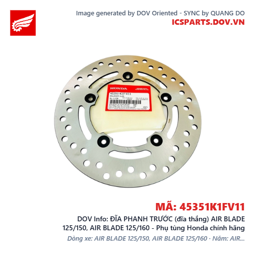 ĐĨA PHANH TRƯỚC (đĩa thắng) AIR BLADE 125/150, AIR BLADE 125/160 - Phụ tùng Honda chính hãng