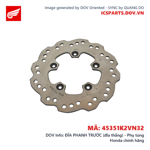 ĐĨA PHANH TRƯỚC (đĩa thắng) - Phụ tùng Honda chính hãng