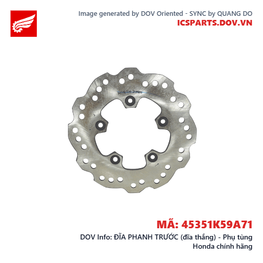 ĐĨA PHANH TRƯỚC (đĩa thắng) - Phụ tùng Honda chính hãng
