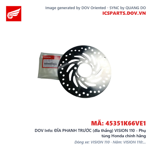 ĐĨA PHANH TRƯỚC (đĩa thắng) VISION 110 - Phụ tùng Honda chính hãng