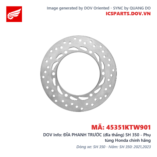 ĐĨA PHANH TRƯỚC (đĩa thắng) SH 350 - Phụ tùng Honda chính hãng