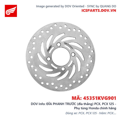ĐĨA PHANH TRƯỚC (đĩa thắng) PCX, PCX 125 - Phụ tùng Honda chính hãng