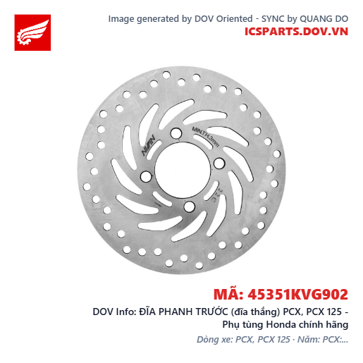 ĐĨA PHANH TRƯỚC (đĩa thắng) PCX, PCX 125 - Phụ tùng Honda chính hãng