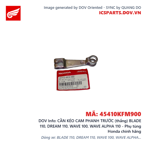 CẦN KÉO CAM PHANH TRƯỚC (thắng) BLADE 110, DREAM 110, WAVE 100, WAVE ALPHA 110 - Phụ tùng Honda chính hãng
