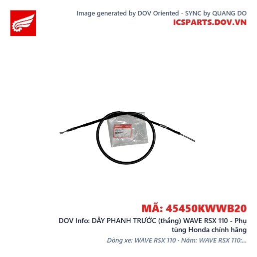 DÂY PHANH TRƯỚC (thắng) WAVE RSX 110 - Phụ tùng Honda chính hãng
