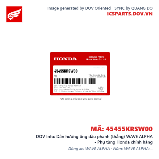 Dẫn hướng ống dầu phanh (thắng) WAVE ALPHA - Phụ tùng Honda chính hãng