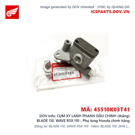 CỤM XY LANH PHANH DẦU CHÍNH (thắng) BLADE 110, WAVE RSX 110 - Phụ tùng Honda chính hãng