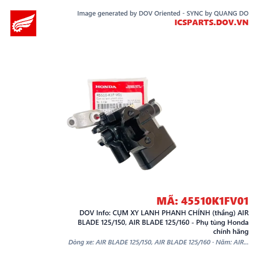 CỤM XY LANH PHANH CHÍNH (thắng) AIR BLADE 125/150, AIR BLADE 125/160 - Phụ tùng Honda chính hãng