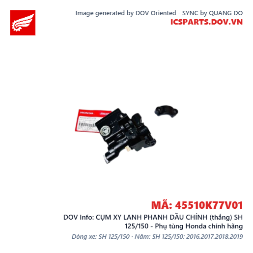 CỤM XY LANH PHANH DẦU CHÍNH (thắng) SH 125/150 - Phụ tùng Honda chính hãng