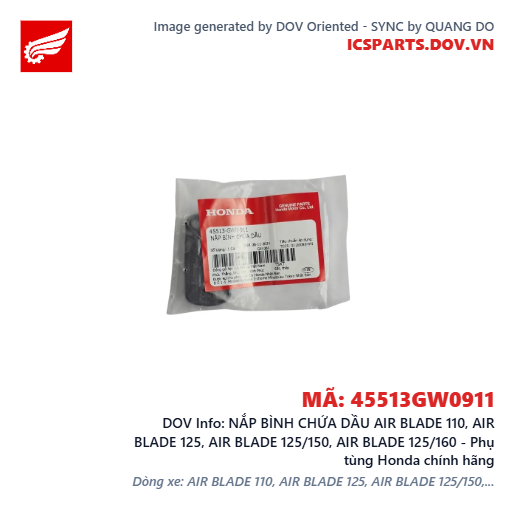 NẮP BÌNH CHỨA DẦU AIR BLADE 110, AIR BLADE 125, AIR BLADE 125/150, AIR BLADE 125/160 - Phụ tùng Honda chính hãng