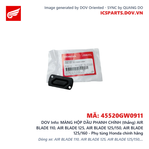 MÀNG HỘP DẦU PHANH CHÍNH (thắng) AIR BLADE 110, AIR BLADE 125, AIR BLADE 125/150, AIR BLADE 125/160 - Phụ tùng Honda chính hãng