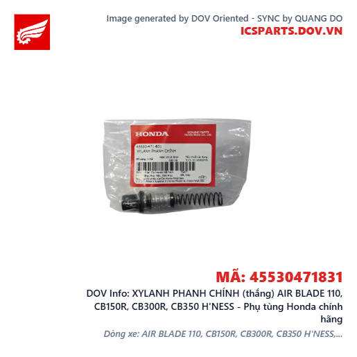 XYLANH PHANH CHÍNH (thắng) AIR BLADE 110, CB150R, CB300R, CB350 H'NESS - Phụ tùng Honda chính hãng
