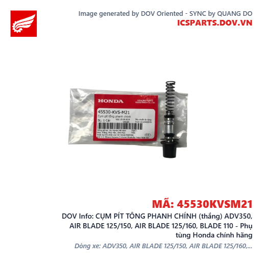 CỤM PÍT TÔNG PHANH CHÍNH (thắng) ADV350, AIR BLADE 125/150, AIR BLADE 125/160, BLADE 110 - Phụ tùng Honda chính hãng