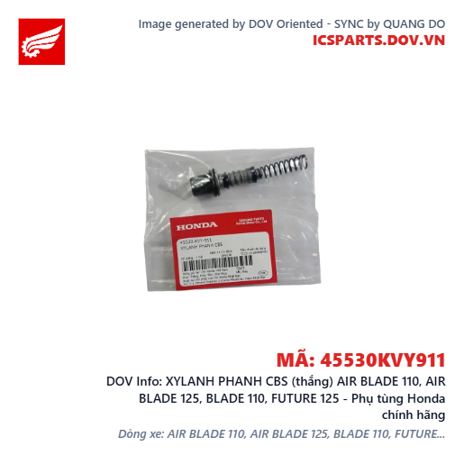 XYLANH PHANH CBS (thắng) AIR BLADE 110, AIR BLADE 125, BLADE 110, FUTURE 125 - Phụ tùng Honda chính hãng