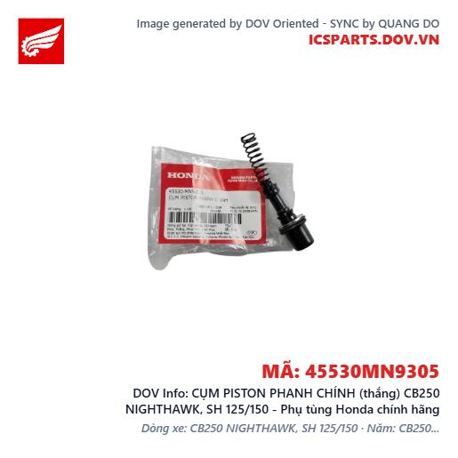 CỤM PISTON PHANH CHÍNH (thắng) CB250 NIGHTHAWK, SH 125/150 - Phụ tùng Honda chính hãng