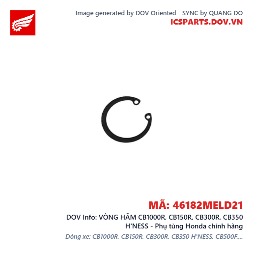 VÒNG HÃM CB1000R, CB150R, CB300R, CB350 H'NESS - Phụ tùng Honda chính hãng