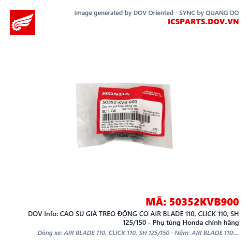 CAO SU GIÁ TREO ĐỘNG CƠ AIR BLADE 110, CLICK 110, SH 125/150 - Phụ tùng Honda chính hãng