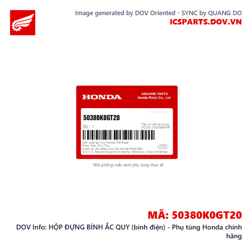 HỘP ĐỰNG BÌNH ẮC QUY (bình điện) - Phụ tùng Honda chính hãng