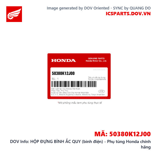 HỘP ĐỰNG BÌNH ẮC QUY (bình điện) - Phụ tùng Honda chính hãng