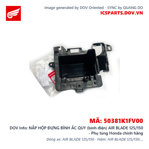 NẮP HỘP ĐỰNG BÌNH ẮC QUY (bình điện) AIR BLADE 125/150 - Phụ tùng Honda chính hãng