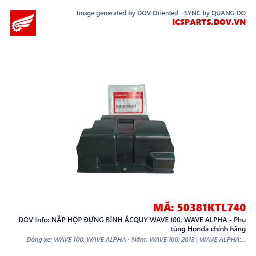 NẮP HỘP ĐỰNG BÌNH ẮCQUY WAVE 100, WAVE ALPHA - Phụ tùng Honda chính hãng