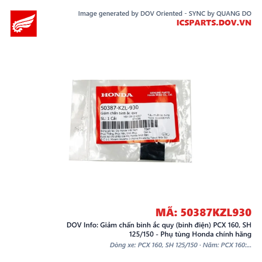 Giảm chấn bình ắc quy (bình điện) PCX 160, SH 125/150 - Phụ tùng Honda chính hãng