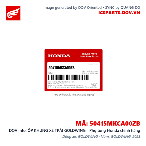 ỐP KHUNG XE TRÁI GOLDWING - Phụ tùng Honda chính hãng